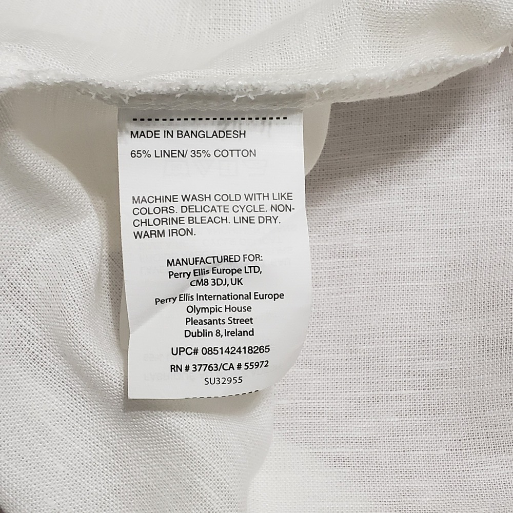 Cubavera Mens 4XLT White Linen Blend Striped Short Sleeve Button Up Shirt - Picture 5 of 10